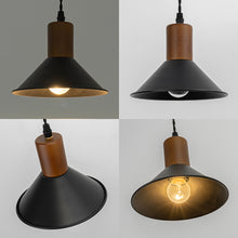 Load image into Gallery viewer, Ceiling Spotlight Remodel Walnut Base Black Metal Hanging Light Conversion Kit For E26 Ceiling Lamp