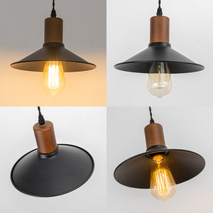 Track Mount Lighting Walnut Base Pendant Kitchen Island Light Black Shade Retro Lamp(DZ22x6)