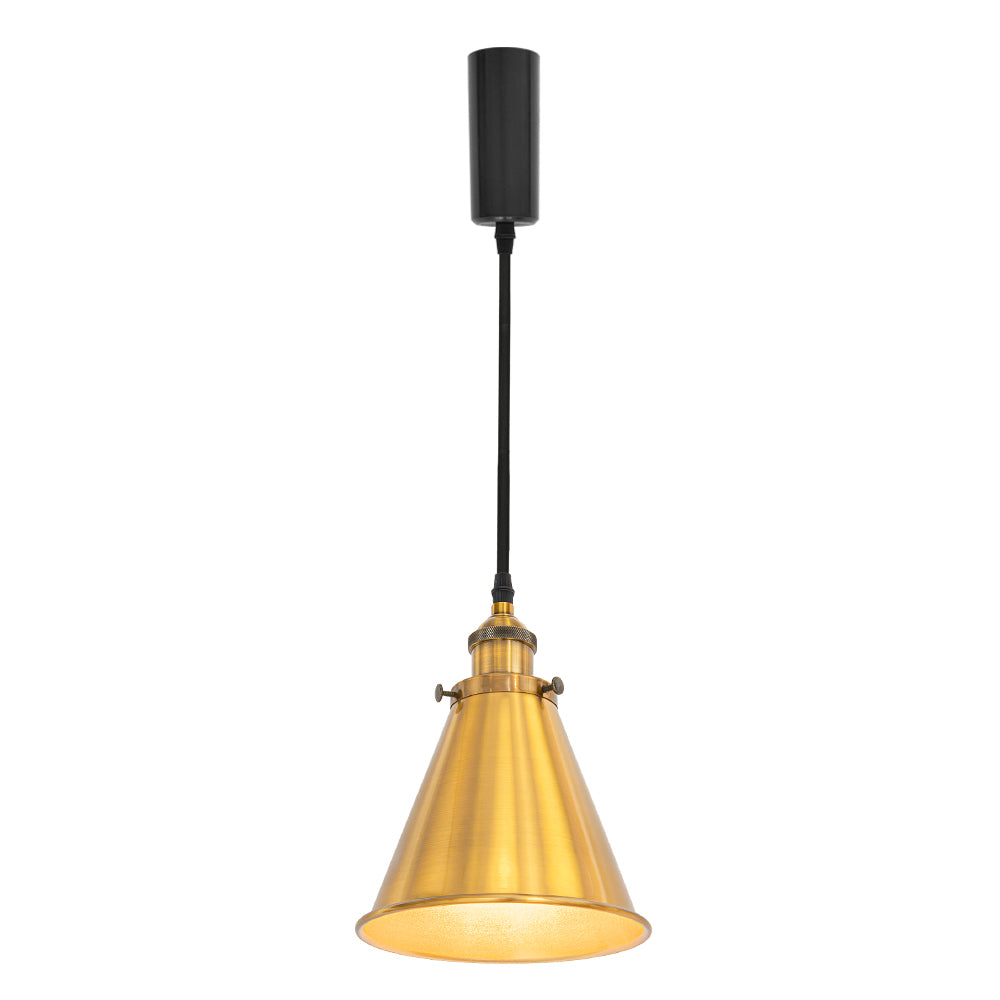 Adjusted Cable Track Lamp Gold Metal Cone Shade Vintage Pendant Lighting for Kitchen Home