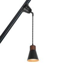 Load image into Gallery viewer, Slope Position Roof Track Light Walnut Base Black Metal Shade Adjusted Cord Vintage Design