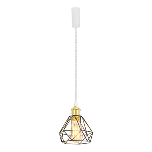 Pale Gold Base with Metal Diamond Shape Hollow Shade Adjusted Cord Vintage Track Pendant Light