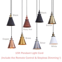 Load image into Gallery viewer, 1-Light Pulley Pendant Light Hanging Light Remote Control&amp; Dimming Ceiling Light for Bedroom Hallway