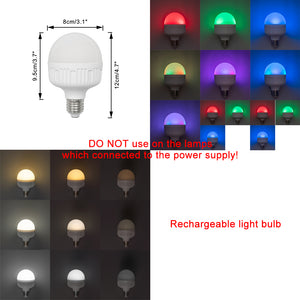 Rechargeable Battery Smart LED Bulb Remote Control Pendant Light Iron Chain Black Metal Light