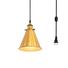 Load image into Gallery viewer, Plug in Hanging Light 7.4 Inch Retro Color Cone Lampshade E26 Base Vintage Pendant Light