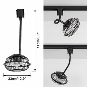 Track Mounted Ceiling Black Fan Simple Adjustable Angle Simple Design For Air Circulation
