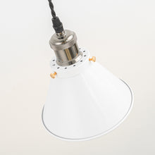 Load image into Gallery viewer, Rechargeable Battery Adjusting Cord Pendant Light White Or Black Metal Cone Shade Smart LED Bulbs with Remote Retro Design