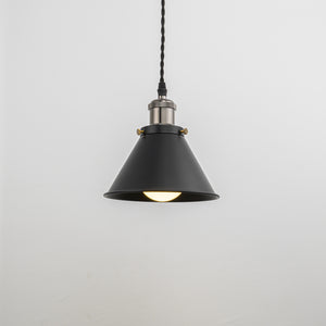 Rechargeable Battery Adjusting Cord Pendant Light White Or Black Metal Cone Shade Smart LED Bulbs with Remote Retro Design