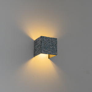 Blue & Silver Glass Diamond Square Remote Control Battery Lamp No Wire Required