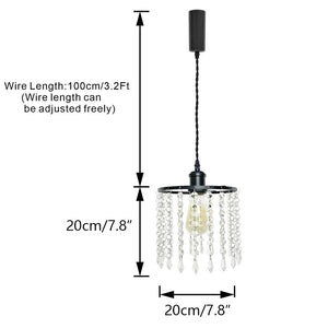 Crystal Metal Wired Track Lamp 3.2Ft Adjusted Freely E26 Base Modern Design for Bar Home Decor