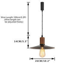 Load image into Gallery viewer, Track Mount Lighting Walnut Base Pendant Kitchen Island Light Black Flat Shade Retro Lamp