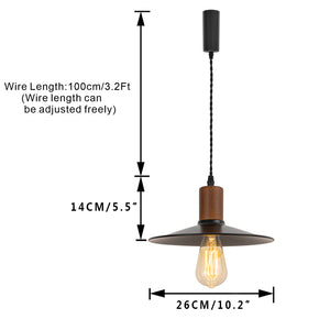 Track Mount Lighting Walnut Base Pendant Kitchen Island Light Black Flat Shade Retro Lamp