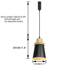 Load image into Gallery viewer, Track Light Log E26 Base Black/White Mini Shade Vintage Lamp 3.2 Ft Adjusted Height Freely