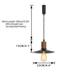 Load image into Gallery viewer, Track Light Walnut E26 Base Black Dia 8.6&quot; Shade Vintage Lamp 3.2 Ft Adjusted Height Freely