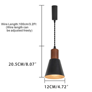 Track Light Walnut E26 Base Black/White Mini Shade Vintage Lamp 3.2 Ft Adjusted Height Freely