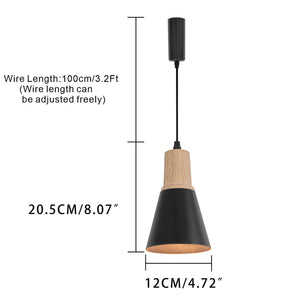 Track Light Wooden E26 Base Black/White Mini Shade Vintage Lamp 3.2 Ft Adjusted Height Freely