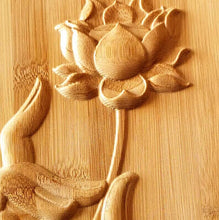 Load image into Gallery viewer, Lotus Pattern Hand-carved Wooden Light Home Decor Convenient Hook Rounded Wall Sconce Battery Remote Background Dimmable Light