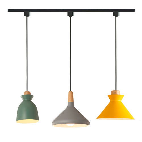 Track Light Pendant 3-Lights Set Modern Style Macaron Color Shade Decor Lamp
