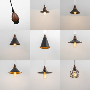Vintage Track Light Wood/Walnut E26 Base Metal Shade Multi Options Customized Adjusted Height Freely