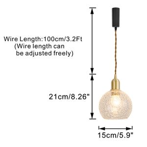 Track Mount Lighting Realistic Cracked Glass Lampshade Brass Base Pendant Kitchen Island Light