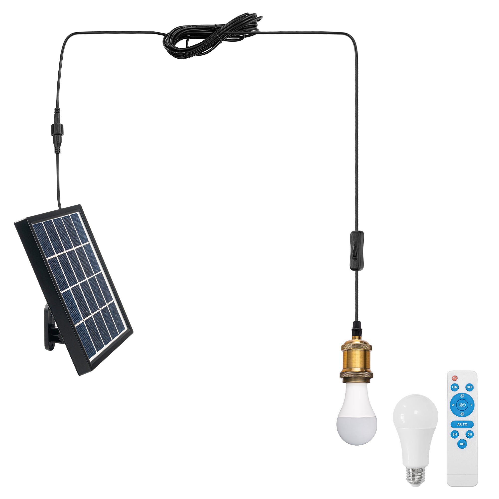Remote Control Solar Power Pendant Retro Socket Light with LED Bulb Bu –  Nunu Lighting
