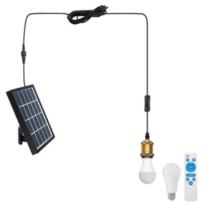 Remote Control Solar Power Pendant Retro Socket Light with LED Bulb Button Switch