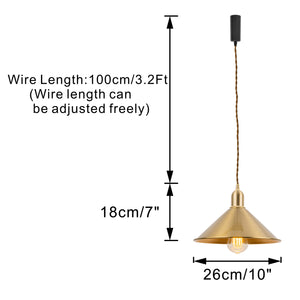 Track Pendant Lights Freely Adjustable Cord Brass Cone Shade Hanging Lamp Loft Kitchen Sink Lamp Vintage Design