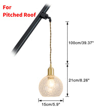 Load image into Gallery viewer, Track Mount Lighting Realistic Cracked Glass Lampshade Brass Base Pendant Kitchen Island Light
