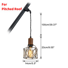 Load image into Gallery viewer, Track Mount Lighting Walnut Base Black Cage Shade Pendant Kitchen Island Light Retro Lamp