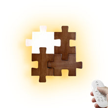 Load image into Gallery viewer, Block Patchwork Wall Sconce Remote Dimmable Minimalist Design For Entryway Walnut Personalized LED Light