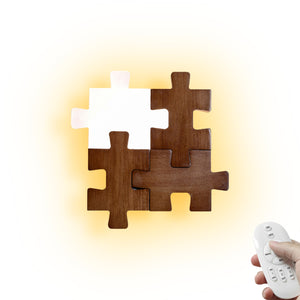 Block Patchwork Wall Sconce Remote Dimmable Minimalist Design For Entryway Walnut Personalized LED Light