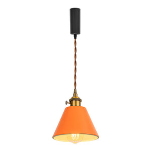 Modern Track Lamp Orange Lampshade Gold E26 Base with Switch Adjusted Cord Track Pendant Light