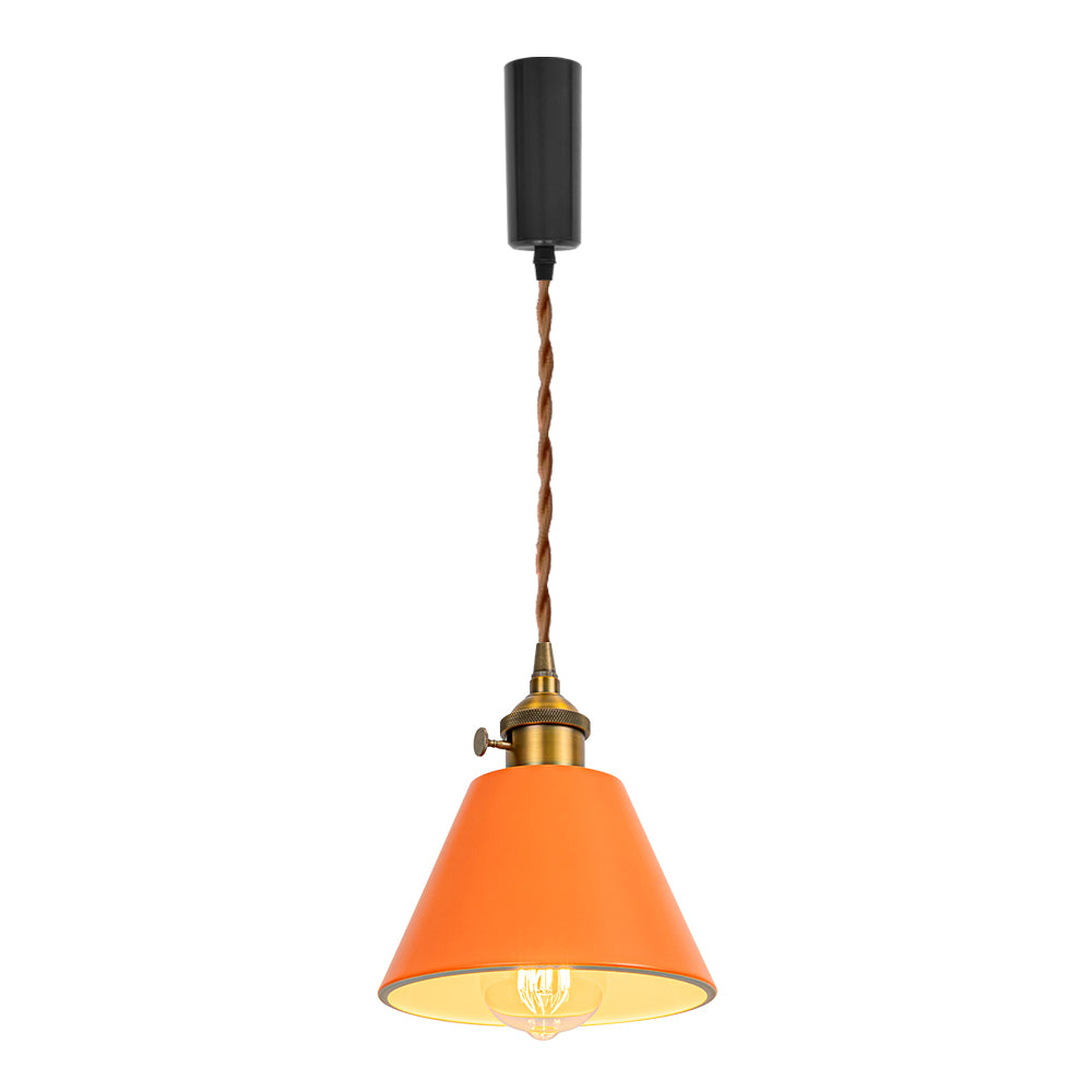 Modern Track Lamp Orange Lampshade Gold E26 Base with Switch Adjusted Cord Track Pendant Light