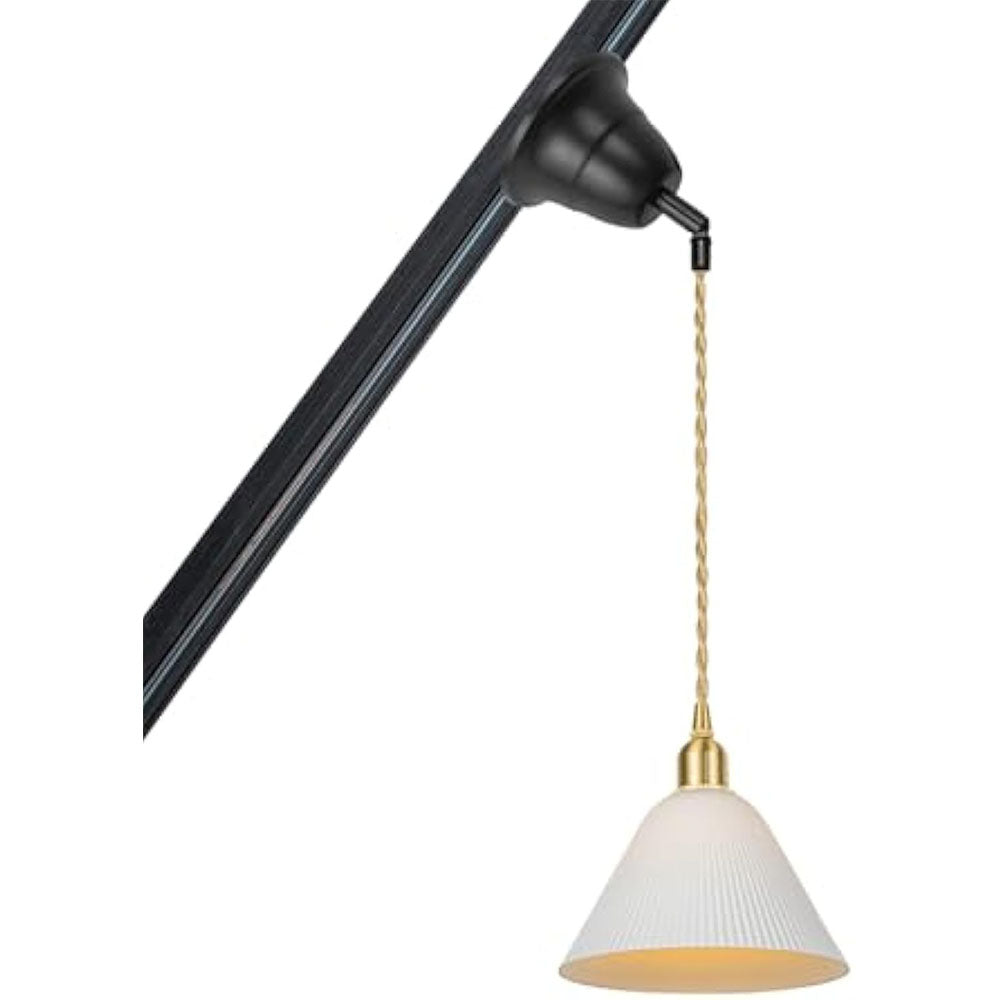 White Ceramics Shade Slope Position Roof Track Light Adjustable Cord Pendant for Tilt Position