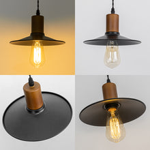 Load image into Gallery viewer, Plug In Outlet Corded Hanging Light Walnut Base Metal Dia 8.6&quot; Shade Retro Pendant Lamp