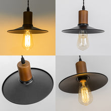 Load image into Gallery viewer, E26 Connection Ceiling Spotlight Remodel Walnut Base Metal Dia 8.6&quot; Shade Retro Hanging Convert Kit