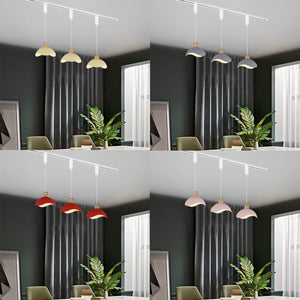 Track Pendant Light with Multi Color Iron Shade, Adjustable Length for Bedroom Home Lighting