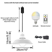 Load image into Gallery viewer, Rechargeable Battery Adjustable Cord Pendant Light Matt Nickel Base With Metal Shade Smart LED Bulbs with Remote Retro Design