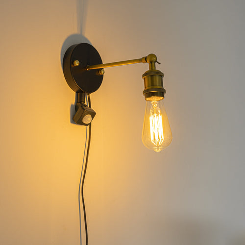 Motion Sensor Light 5.9Ft Outlet Type Cord Adjusted Angle Metal Retro Customized Wall Lamp Entrance