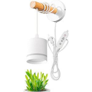 Hanging Wall Sconce Wooden Handle Macaron Style with Timer Cord Idea for Indoor Plant Grow Light