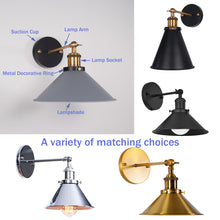 Load image into Gallery viewer, Customized Shade/Base/Plate/Lamp Arm Colors Vintage Wall Sconce Battery Powered Wireless LED Bulb
