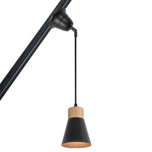 Load image into Gallery viewer, Slope Position Roof Track Light Wood Base Black Metal Shade Adjusted Cord Retro Pendant Light