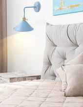 Load image into Gallery viewer, Rechargeable Smart LED Bulbs With Remote Cordless Blue Or Grey Metal Shade Modern Design Wall Sconces