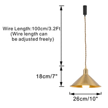 Load image into Gallery viewer, RGB LED Bulb With Remote Corded Dimmable Adjust Height Track Pendant Light Brass Cone Shade