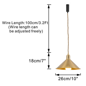 RGB LED Bulb With Remote Corded Dimmable Adjust Height Track Pendant Light Brass Cone Shade