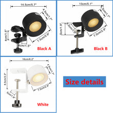 Load image into Gallery viewer, Clip-on Touch Switch Rechargeable Dimmable Spotlight Removable Magnetic 360° Rotating White/Black