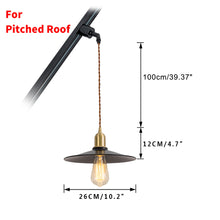Load image into Gallery viewer, Track Mount Lighting Black Dia 10.2&quot; Shade Brass Base Kitchen Island Light Retro Design
