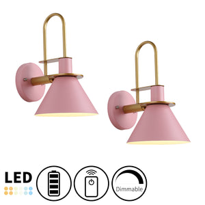 Battery Wireless Gooseneck Stem Pink/Yellow Wall Sconce Remote Dimmable