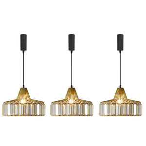 Wired Track Pendant Lights Freely Adjusted Length Crystal Shade Loft Kitchen Sink Lamp Modern Design Dia 25cm