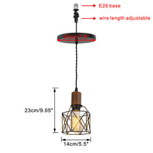 Load image into Gallery viewer, Ceiling Spotlight Remodel E26 Walnut Base Black Metal Hollow Shade Hanging Light Conversion Kit