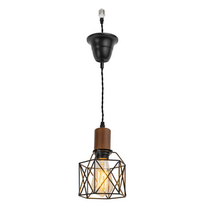 Ceiling Spotlight Remodel E26 Walnut Base Black Metal Hollow Shade Hanging Light Conversion Kit